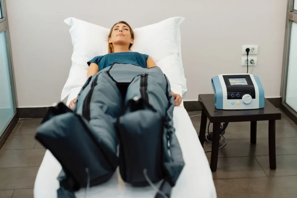 woman getting compression therapy