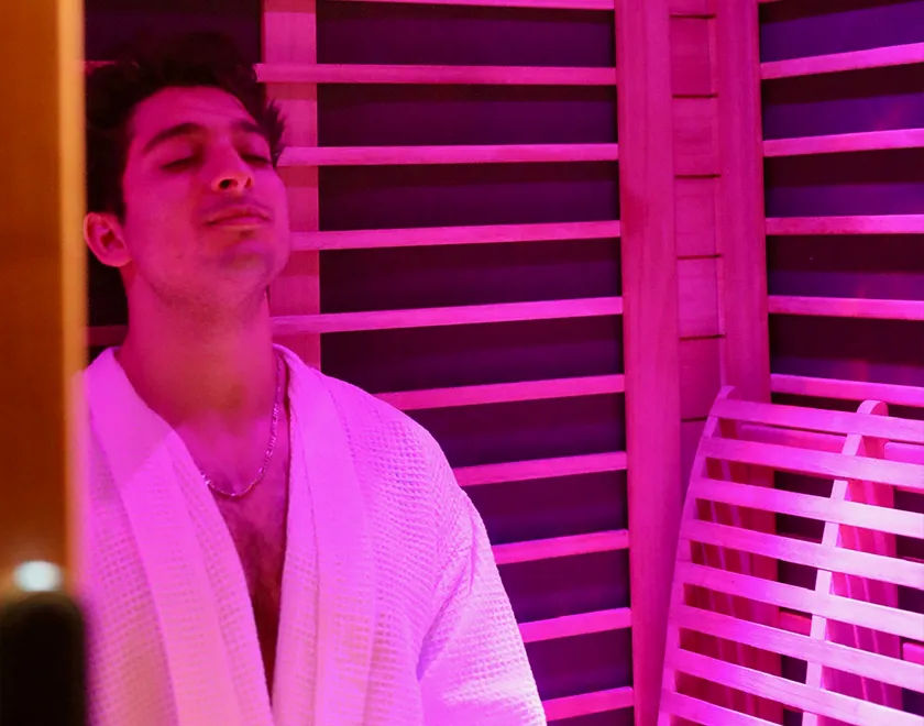 man in Infrared Sauna